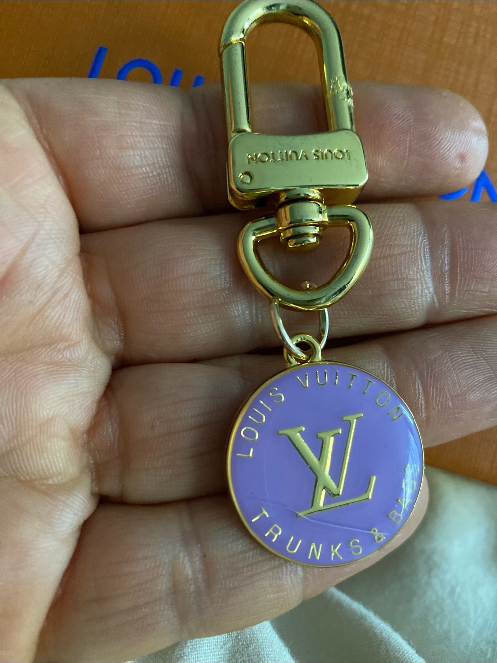 Unbranded  Purple Enamel LV Trunks & Bags Key Charm with Gold Hardware